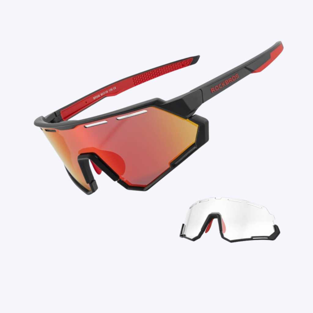 ROCKBROS Mountain Bike Glasses for Men Cycling Glasses with Interchangeable Polarized + Photochromic Lenses Sport Sunglasses